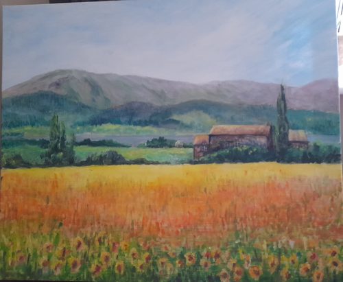 Gail, French summer  landscape, acrylic.